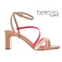 Imagem de Sandália Beira Rio Conforto Salto Reto 8466.210 Feminina-Nude/Pink Gloss/Creme/Coral