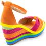 Imagem de Sandalia em Couro Salto Anabela Krn Shoes Colorida Sola Emborrachada