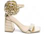 Imagem de Sandália Feminina Salto Alto Bloco Grosso Bico Quadrado Flor 9cm Ouro Ligth Torricella