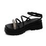 Imagem de Sandália Flatform Anabela Strass Brilho Ramarim 2338204 Preto