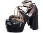 Imagem de Sandalia Meia Pata Salto 12cm  Luxo Glamour Dourado  Preto