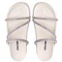 Imagem de Sandalia Papete Feminina Chinelo Brilho 3 Tiras Off White Estilo Shoes