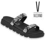 Imagem de Sandalia Papete Vizzano Original Feminino Rasteira Flat Strass Papete Rasteira Chinelo Slide Conforto Rasteirinha