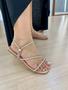 Imagem de Sandália Rasteira Feminino Ajuste Lateral Tiras em Strass Brilhante Calce Fácil Espuma Confort Elegante