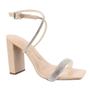 Imagem de Sandália Salto Grosso 9Cm Zurik Amendoa com Strass ER631