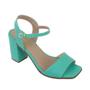 Imagem de Sandália Sandalia Feminina Feminino Salto Grosso Bloco Médio Alto peep toe aberta de amarrar fechada atras verde água - Ref. 2305