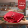 Imagem de Sanduicheira e Minigrill Chapa Antiaderente Dupla Ondulada 220v 750w Vermelha Multilaser - CE149