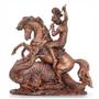 Imagem de São Jorge com Cavalo e Dragão Ogum resina cor Cobre estatua grande