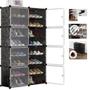 Imagem de Sapateira 16 prateleiras organizador ajustável sapatos dupla modular grande armazena até 32 pares