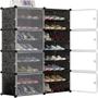 Imagem de Sapateira 16 prateleiras organizador ajustável sapatos dupla modular grande armazena até 32 pares