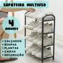 Imagem de Sapateira de Metal e Plástico Organizador Prateleira 4 Andares Multiuso 42 x 19 x 57cm Pronta Entrega