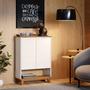 Imagem de Sapateira Hall Vertical com 2 portas Flow para entrada ou quarto - Off White com Freijó