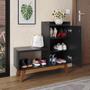 Imagem de Sapateira Shoes Banquinho Assento Nicho Decorativo Prateleiras Organizadoras 1 Porta 8 Pares Calçados Hall Entrada Quarto - RPM Móveis
