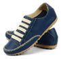 Imagem de Sapatenis Tenis Feminino Casual Couro Flay Elastico Azul Mainho