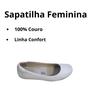 Imagem de Sapatilha Linha Conforto Couro Legítimo Branca com Salto Interno 