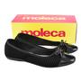 Imagem de Sapatilha Moleca Nobuck Premium Micro Perfuros Bico Quadrado Verniz Preto Feminino