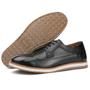 Imagem de Sapato Casual Brogue Couro Oxford Masculino Solado Bicolor Forro Couro Ultra Macio Conforto Preto