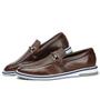 Imagem de Sapato Casual Mocassim Social Loafer Couro Masculino Forro Couro Extremo Conforto Versátil Marrom