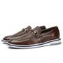 Imagem de Sapato Casual Mocassim Social Loafer Couro Masculino Forro Couro Extremo Conforto Versátil Marrom