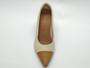 Imagem de Sapato feminino scarpin bico fino salto bloco cor bege e marrom em couro marca Usaflex 702413