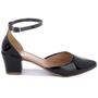 Imagem de Sapato Feminino Scarpin Fivela Bico Fino Salto Grosso Brilho Elegante