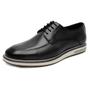 Imagem de  Sapato Masculino 100% Couro legitimo Liso Oxford Derby Bico Redondo Cadarço Sola Borracha 