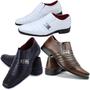 Imagem de Sapato masculino social pizzolev kit 3 pares branco marrom e preto