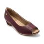 Imagem de Sapato Peep Toe Usaflex Feminino Em Couro Salto Bloco Textura MM1504