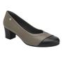 Imagem de Sapato Piccadilly Salto Bloco Baixo Feminino Cor Taupe/Preto