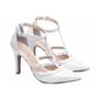 Imagem de Sapato Scarpin Off White Feminino Bico Fino Salto Alto Fino