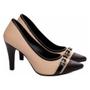 Imagem de Sapato Scarpin Salto Alto Fino Bege e Preto AVS 67059A