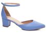 Imagem de Sapato Scarpin Salto Bloco Grosso Baixo Numeração Especial Grande Azul Suave Arrasadora