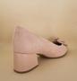Imagem de Sapato scarpin social nude rosa salto baixo bloco quadrado Camurça confortável piccadilly