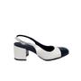 Imagem de Sapato Slingback Bicolor Off White com Preto em Couro Usaflex