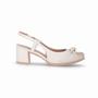 Imagem de Sapato Slingback Danubia Salto Médio Off White com Ouro