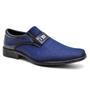 Imagem de Sapato Social Masculino Elegante Versátil Fácil Calçar Verniz Plain Toe Bico Alongado Azul