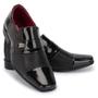 Imagem de Sapato Social Masculino Envernizado Sem Cadarço Com Dupla Textura Bico Cap Toe Quadrdo Formal