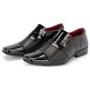 Imagem de Sapato Social Masculino Envernizado Sem Cadarço Com Dupla Textura Bico Cap Toe Quadrdo Formal
