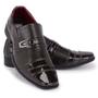 Imagem de Sapato Social Masculino Verniz Brilhante Sem Cadarço Com Bico Cap Toe Texturizado Formal