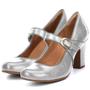 Imagem de Sapatos femininos SHODENSE Vintage Kitten Heel Mary Jane Silver 8