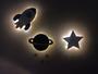 Imagem de Saturno Foguete Lua Estrela Todos Com Led Decoração Bebe 4pc