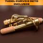Imagem de Saxofone Sax Sib Soprano Reto Laqueado Dourado + Case Luxo