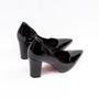 Imagem de Scarpin Chic Line Luxo Verniz Preto Salto Bloco 10cm