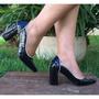 Imagem de Scarpin feminino confort preto croco tendência valle shoes