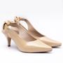 Imagem de scarpin feminino nude verão 2021 salto fino baixo laço lindo tendência