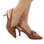 Imagem de Scarpin Feminino Salto Fino Baixo Mule Slingback Preto Rosê Nude Caramelo