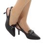 Imagem de Scarpin Feminino Salto Fino Baixo Mule Slingback Preto Rosê Nude Caramelo