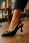 Imagem de Scarpin Feminino Sapato Aberto Com Salto Taça 7cm Com Corrente Para Festas e Casual 155
