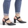 Imagem de Scarpin Preto com Estampa Croco com Elástico no Tornozelo Salto Alto Bloco 9 cm - ULLY