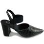 Imagem de Scarpin Preto com Estampa Croco com Elástico no Tornozelo Salto Alto Bloco 9 cm - ULLY